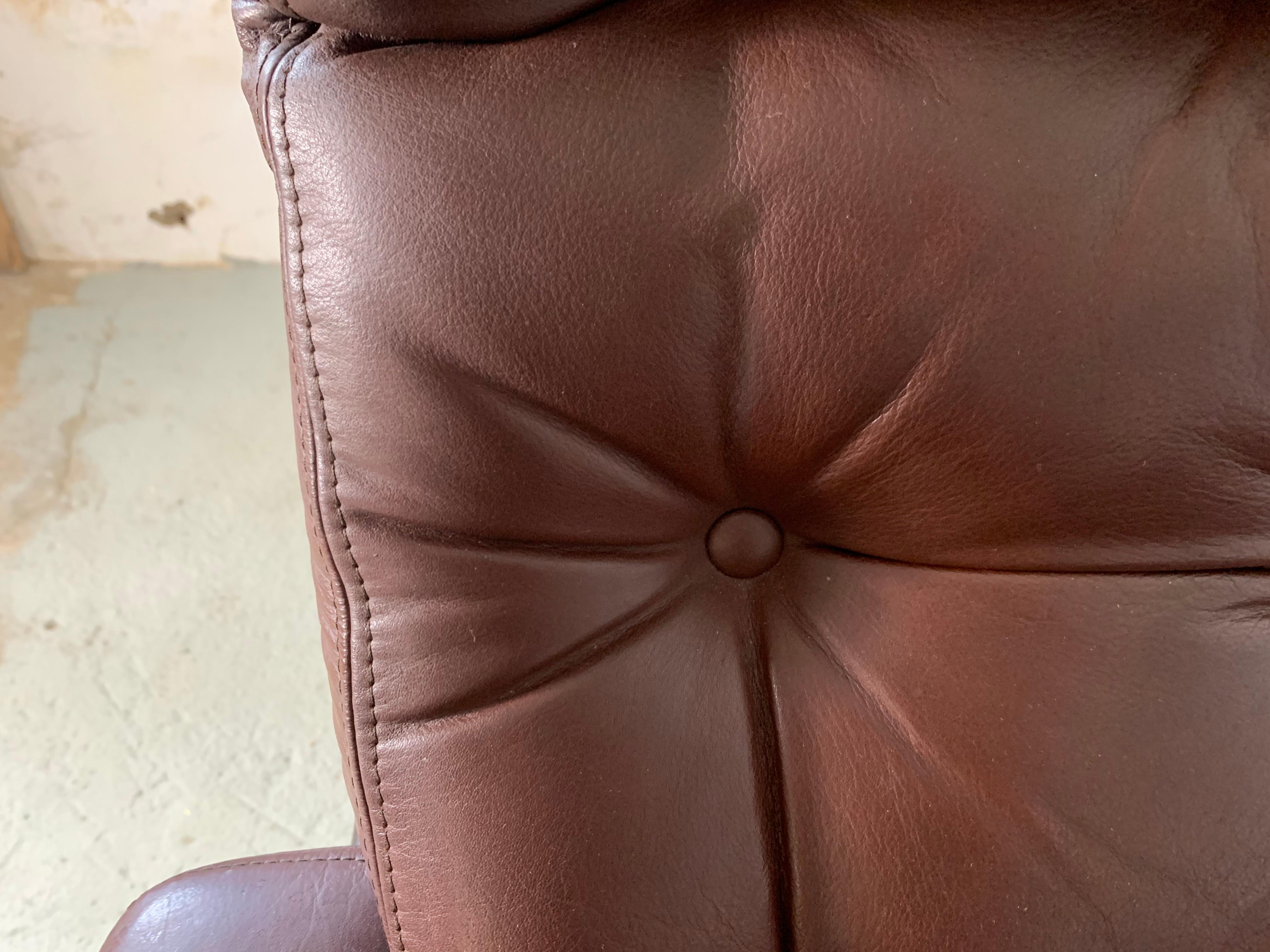 20th Century Leather Rosewood Coja Armchair, 1970's 3