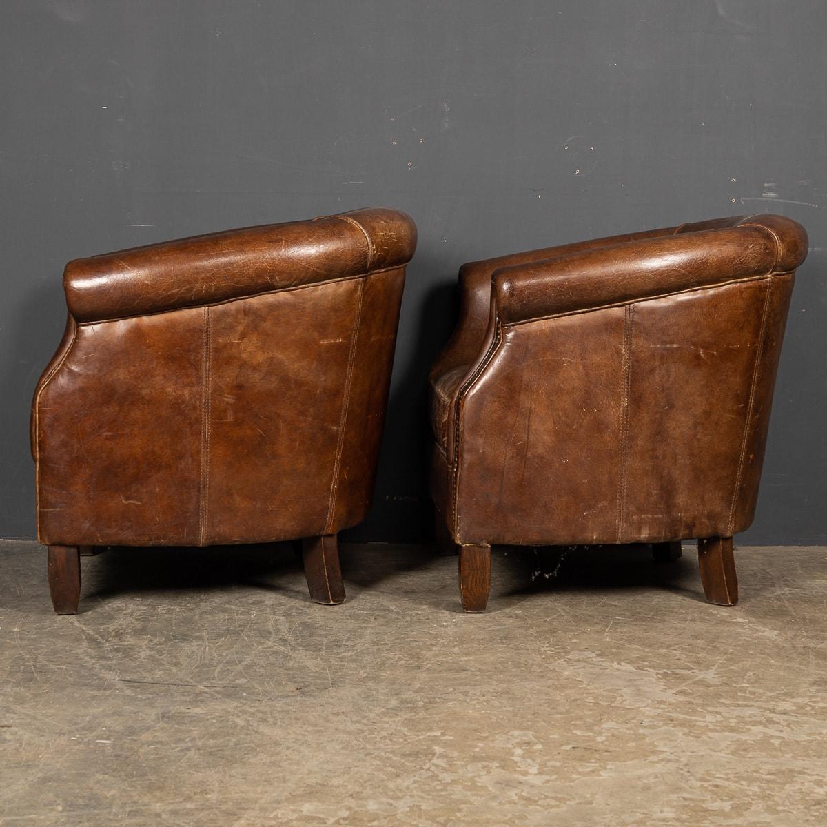 20th Century Leather Tub Chairs, c.1980 In Good Condition For Sale In Royal Tunbridge Wells, Kent