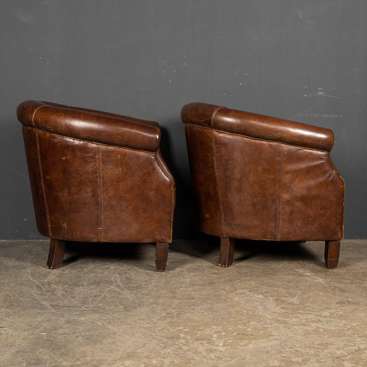 20th Century Leather Tub Chairs, c.1980 For Sale 2