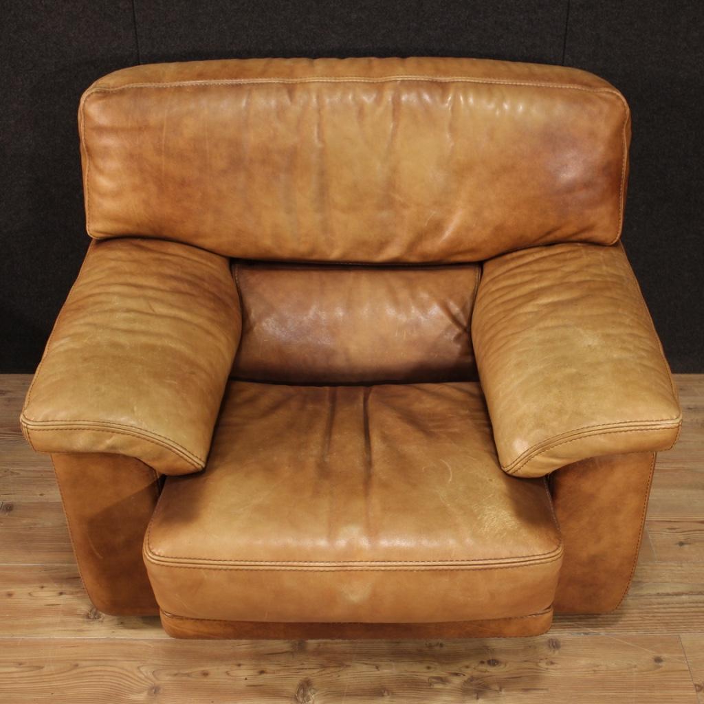 Pair of 20th Century Leather Vintage Style French Armchairs, 1970 8