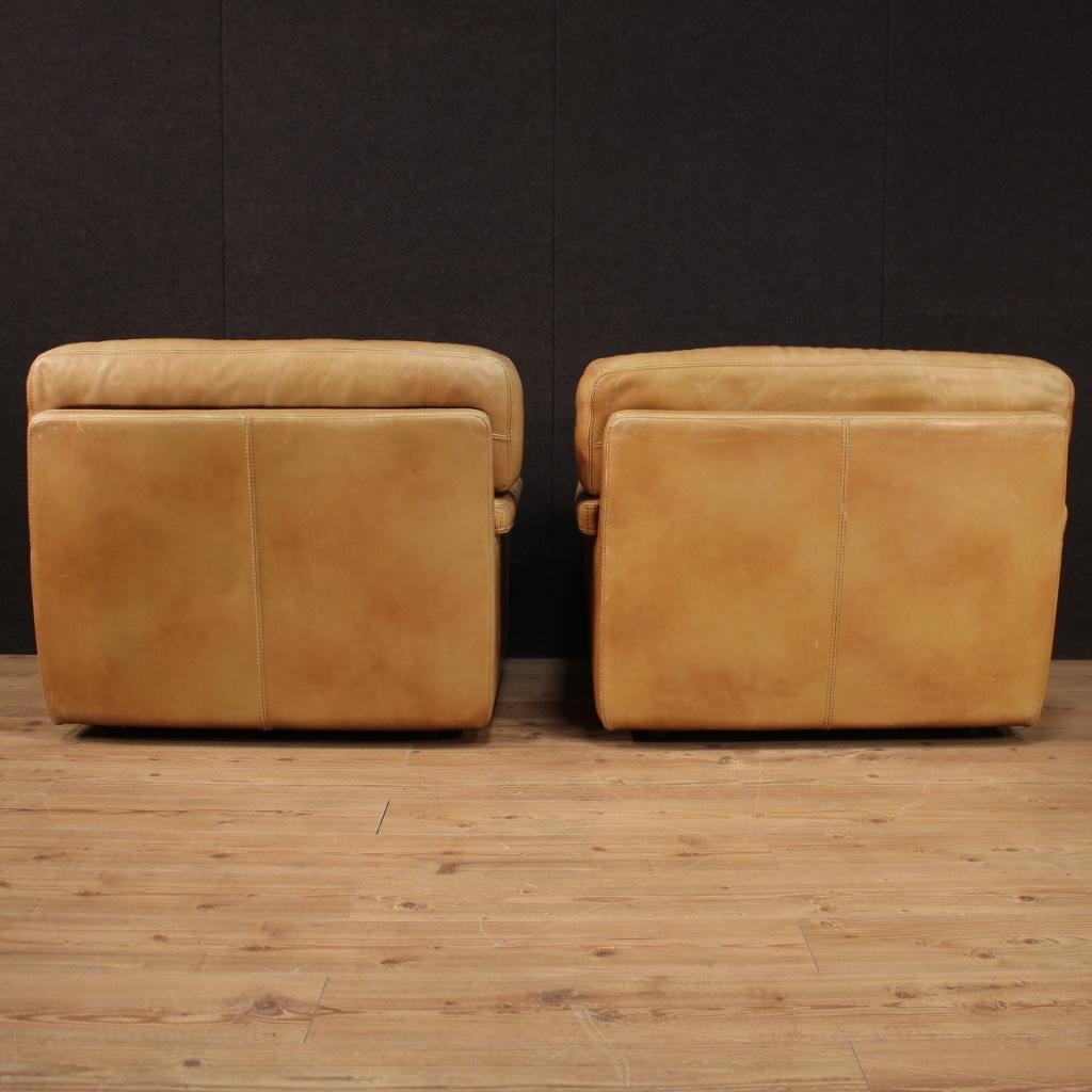 Pair of 20th Century Leather Vintage Style French Armchairs, 1970 2