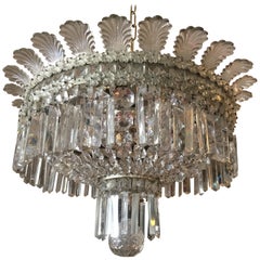Antique 20th Century Leaves and Flowers Italian Murano Ceiling Glass Lamp
