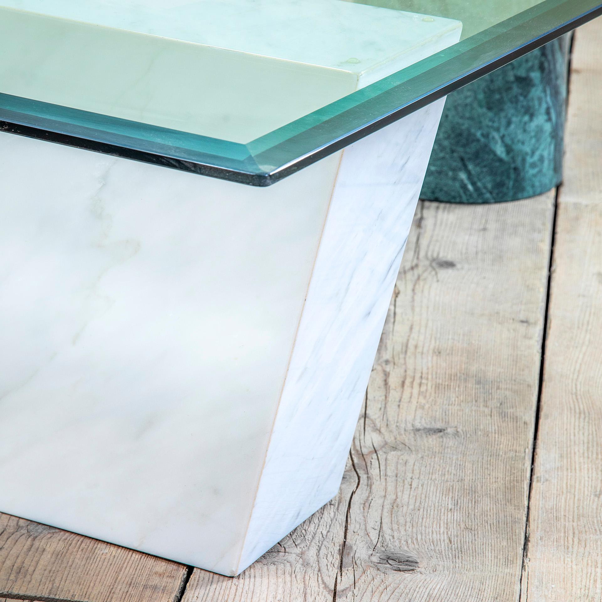 Glass 20th Century Lella and Massimo Vignelli Marble Coffe Table model Metafora For Sale