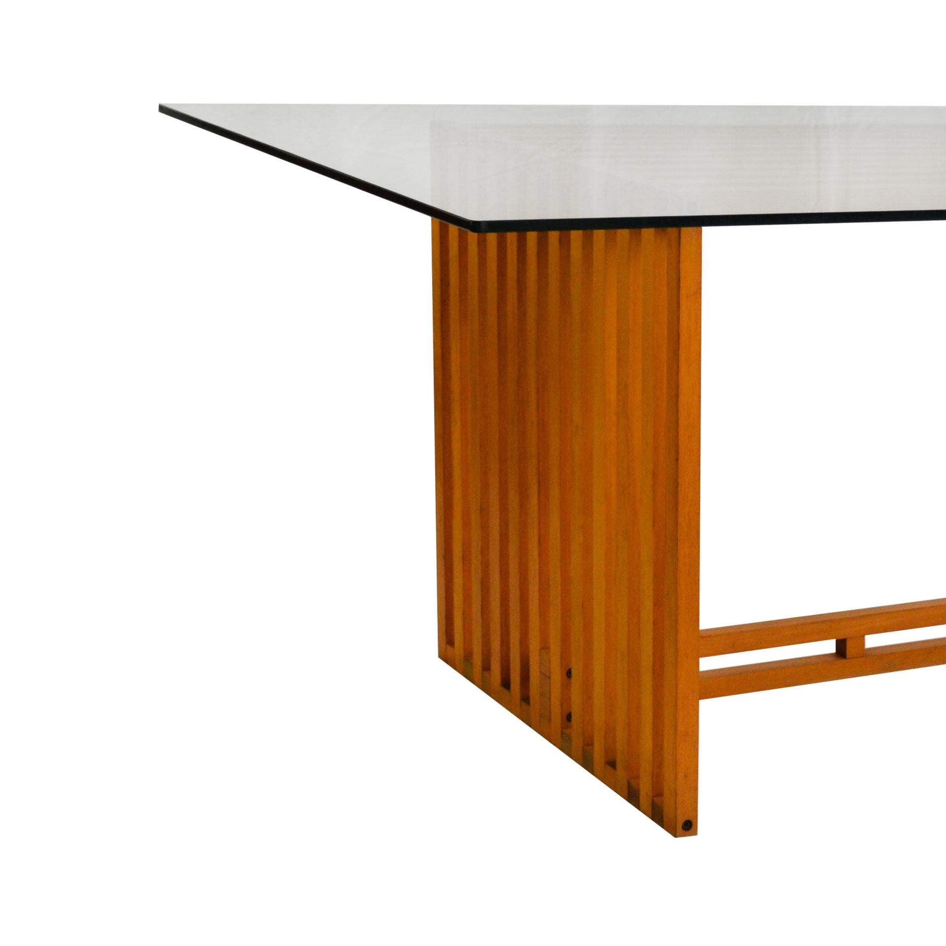 Italian 20th Century Lella and Massimo Vignelli Table Ara Driade in Wood and Glass