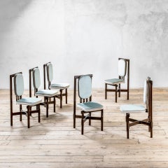 20th Century, Leonardo Fiori for ISA Bergamo Set of Six Wooden Chairs