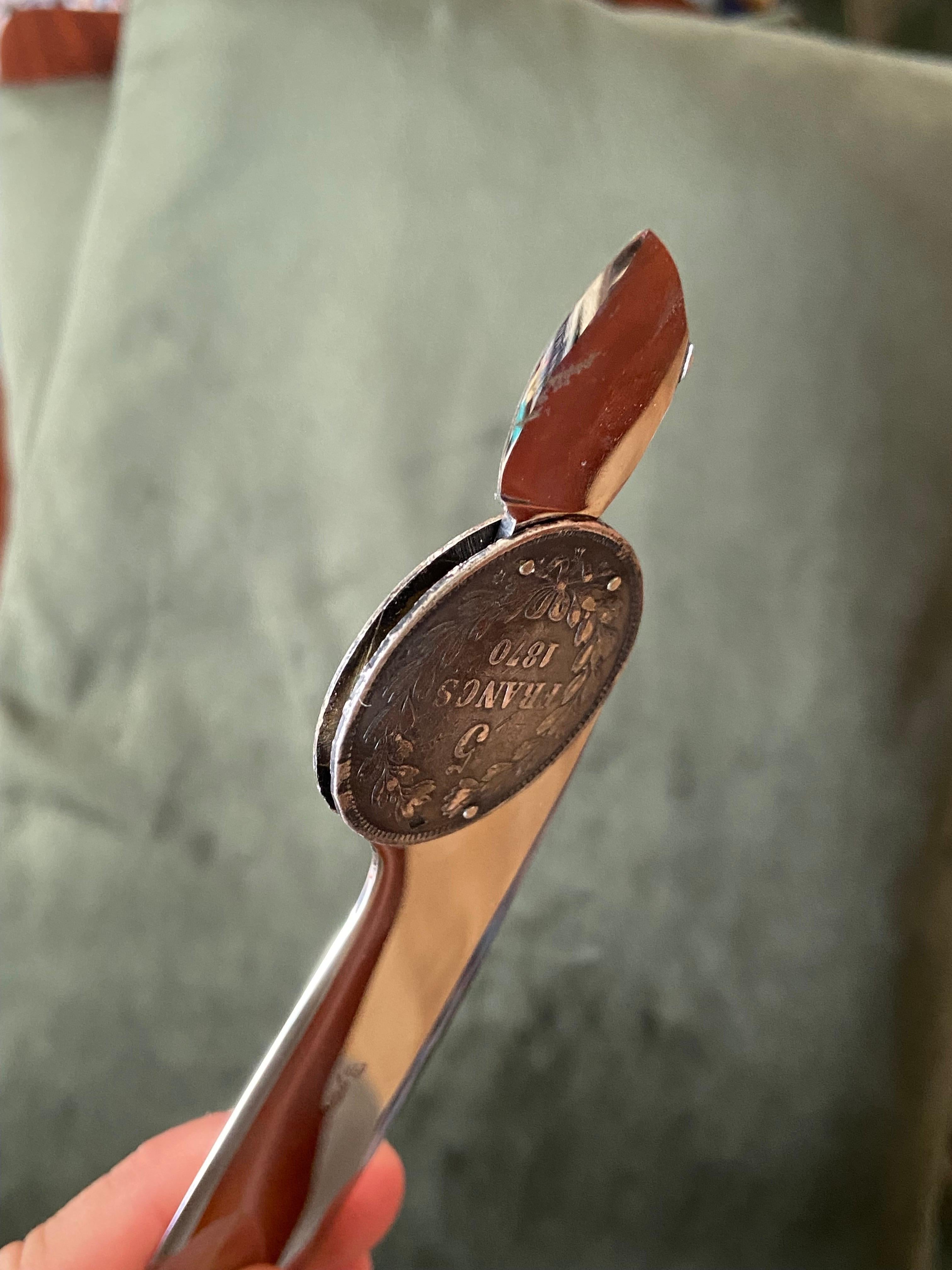 20th Century Letter Opener made of Five French Francs Marked USAF For Sale 7