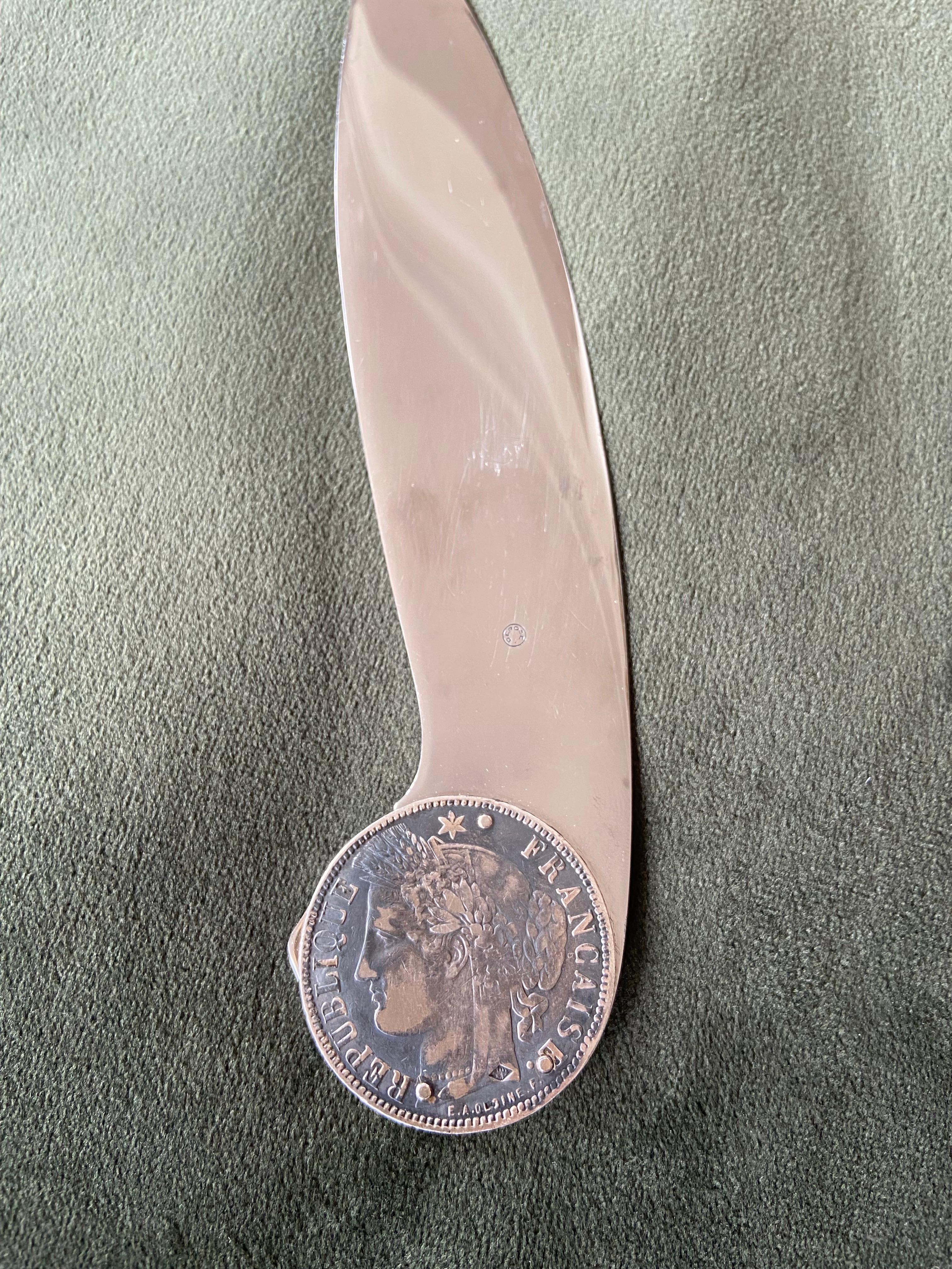 20th Century Letter Opener made of Five French Francs Marked USAF For Sale 1