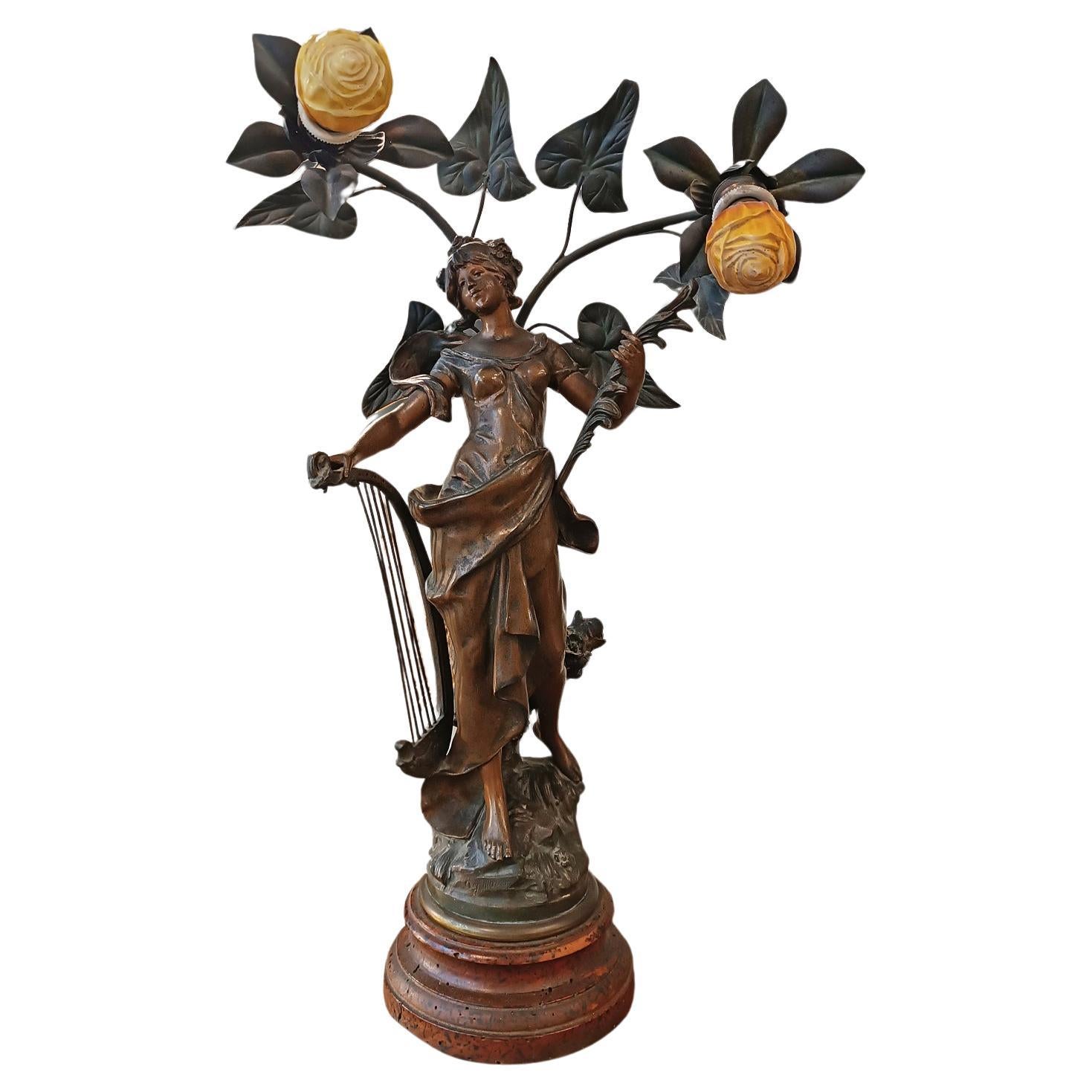 20th CENTURY LIBERTY LAMP AUGUSTE MOREAU "LA MELODIE" For Sale