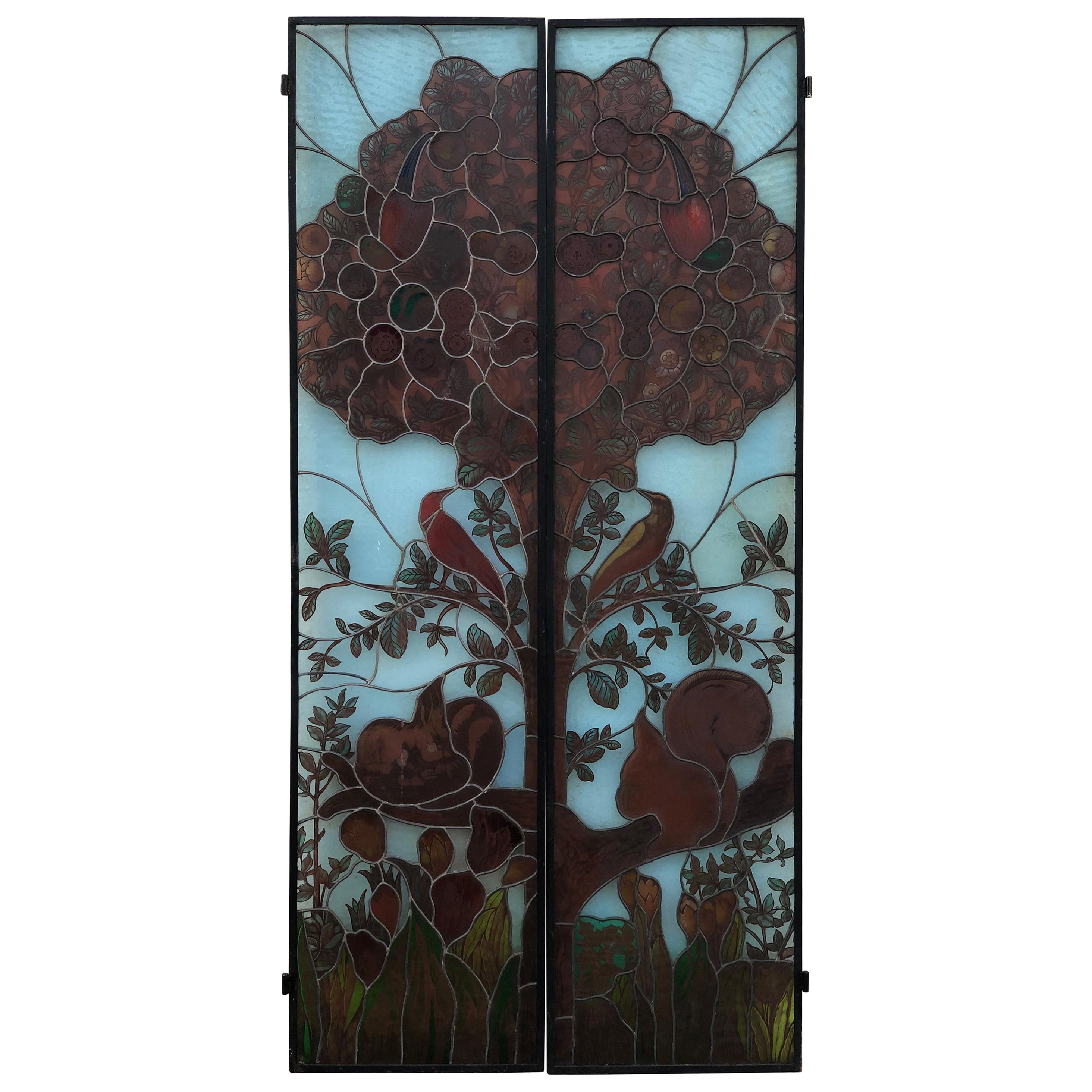 20th Century Liberty Period Italian Stained Glass Window For Sale
