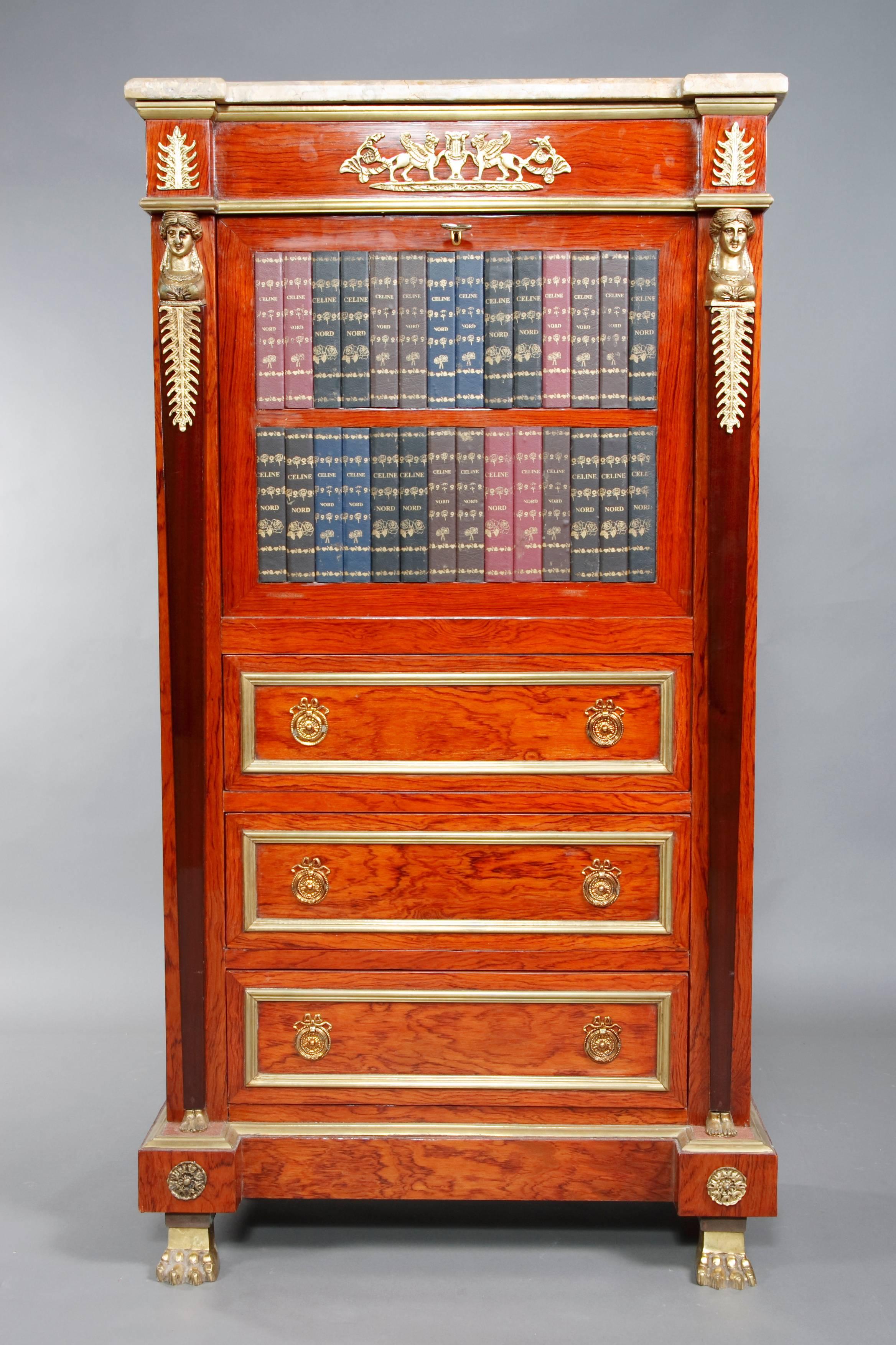 20th Century Library Secretaire in the Empire Style Mahogany Veneer For ...