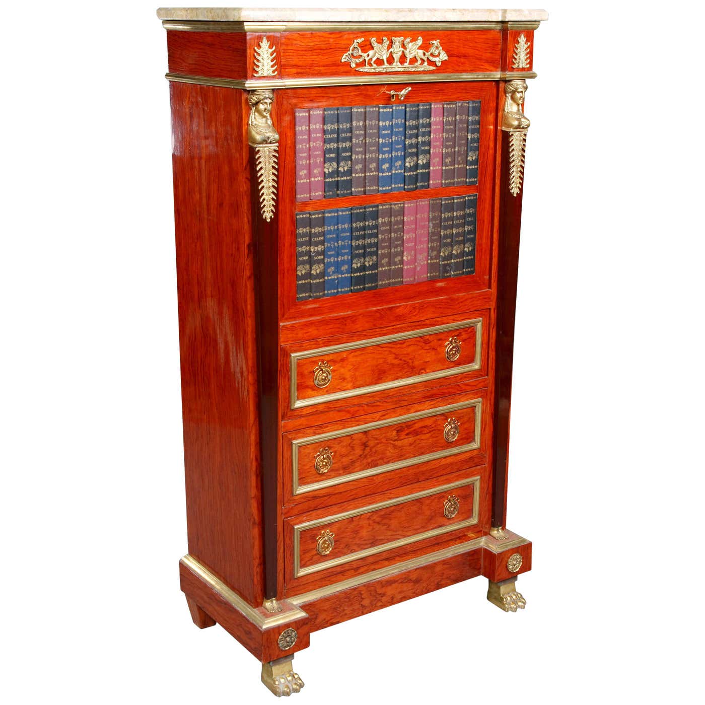 20th Century Library Secretaire in the Empire Style Mahogany Veneer For ...