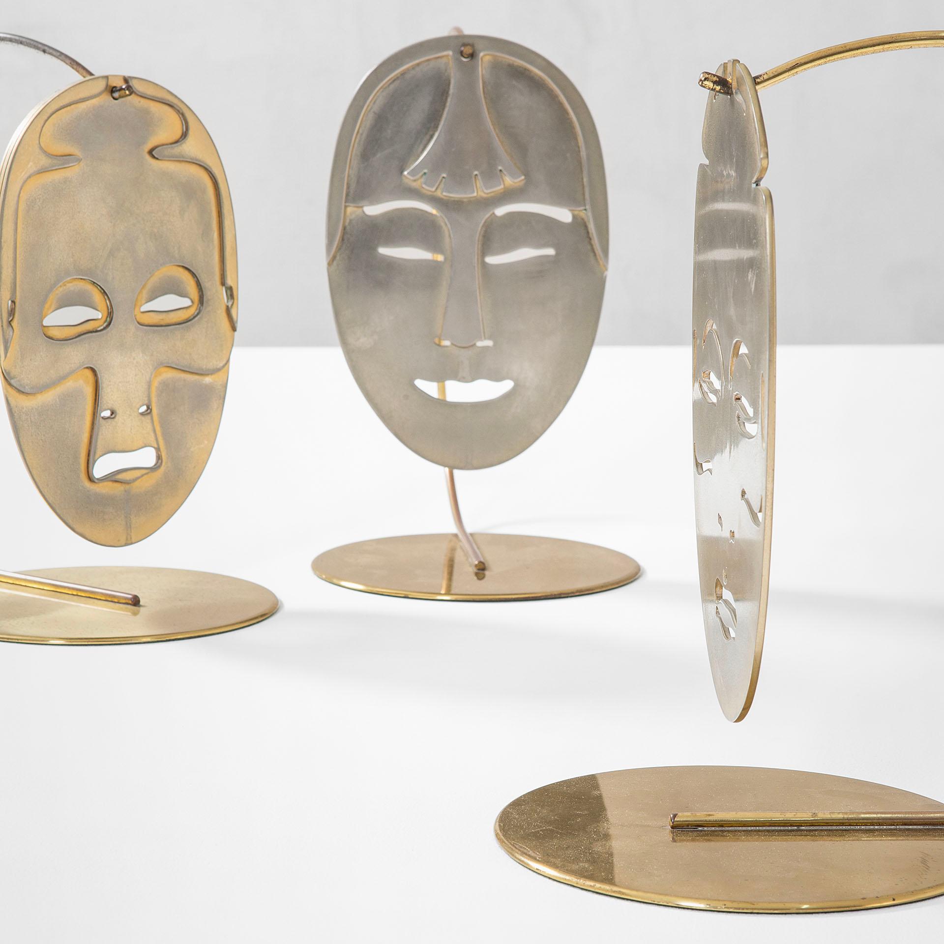 Mid-Century Modern 20e siècle Triptyque de Lidia Selva Le Maschere d'Oro pour Luciano Frigerio, années 70 en vente