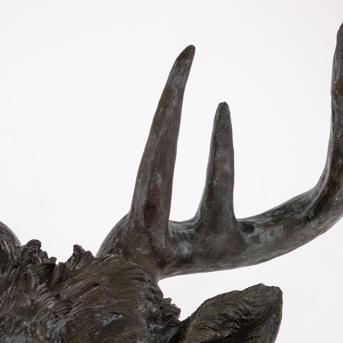 20th Century Life Size Bronze Stag's Head 2