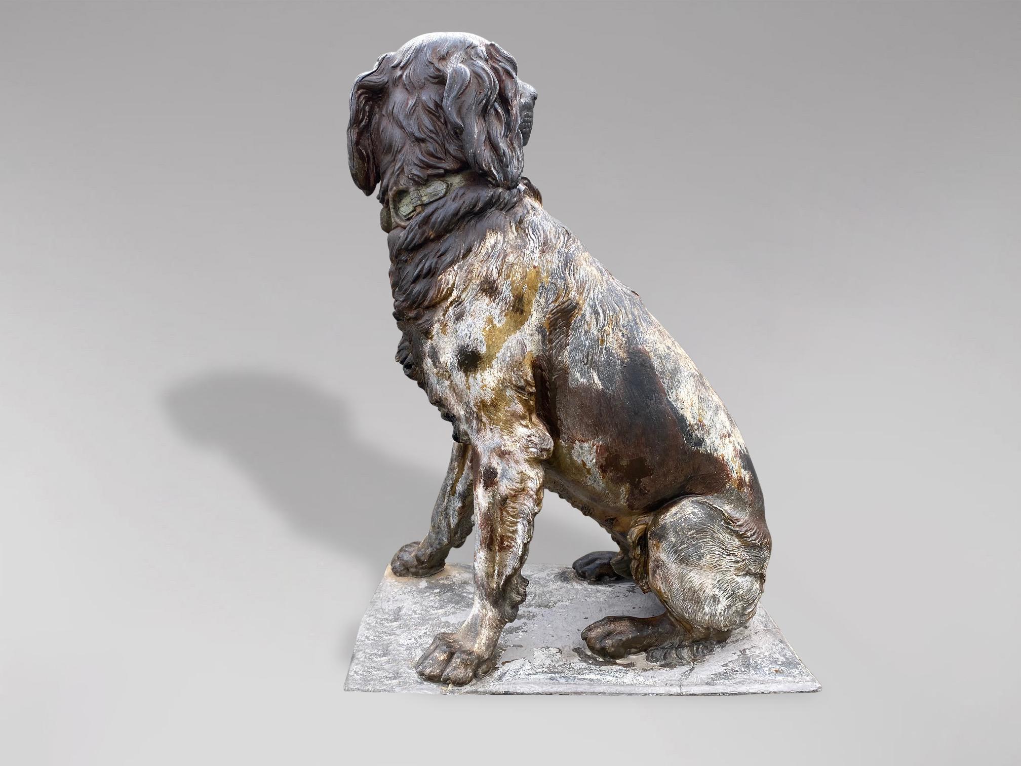 20th Century Life Size Cast Iron Statue of a Hunting Dog In Good Condition For Sale In Petworth,West Sussex, GB
