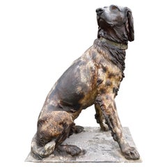 20th Century Life Size Cast Iron Statue of a Hunting Dog