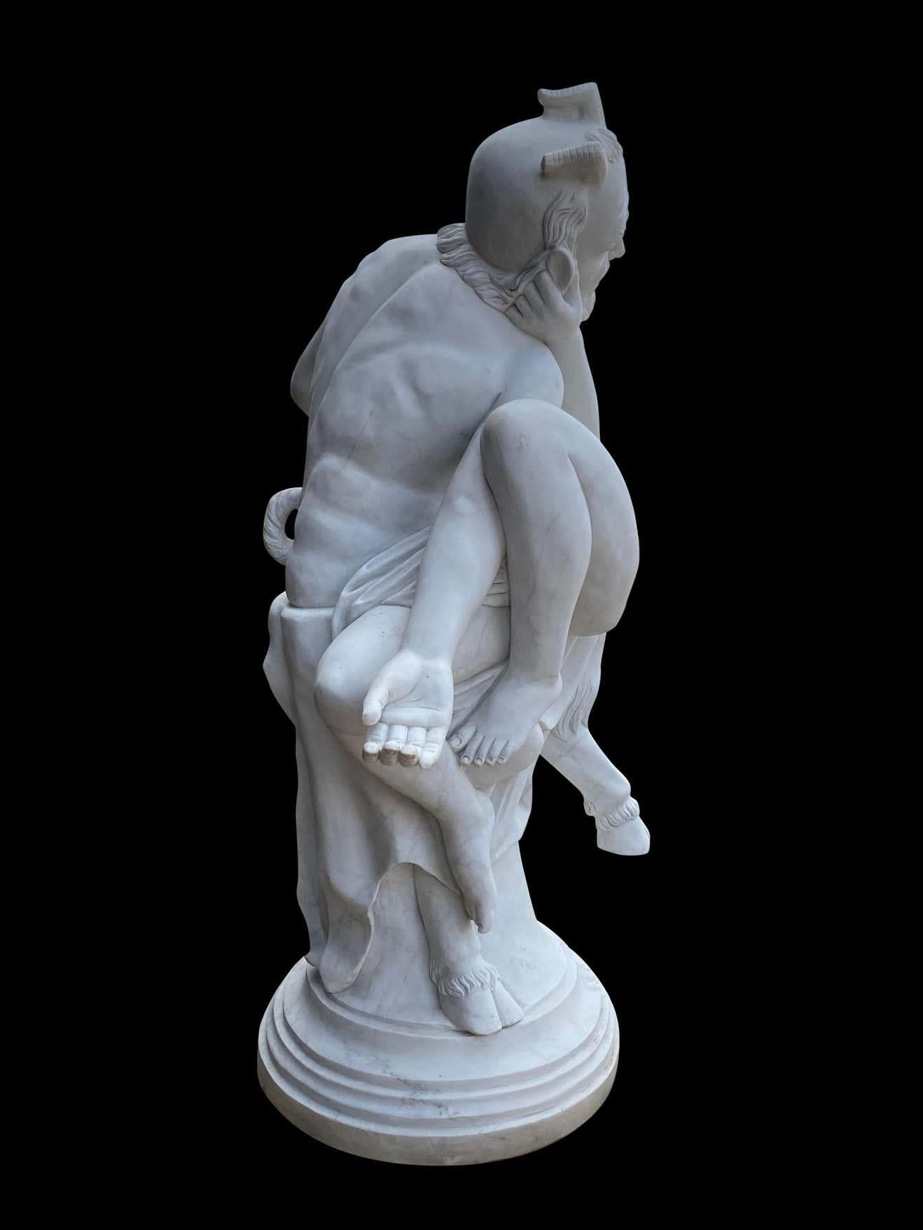 Lebensgroße Skulptur von Pan, dem antiken griechischen Gott der Sexualität, aus dem 20. Jahrhundert (Marmor) im Angebot