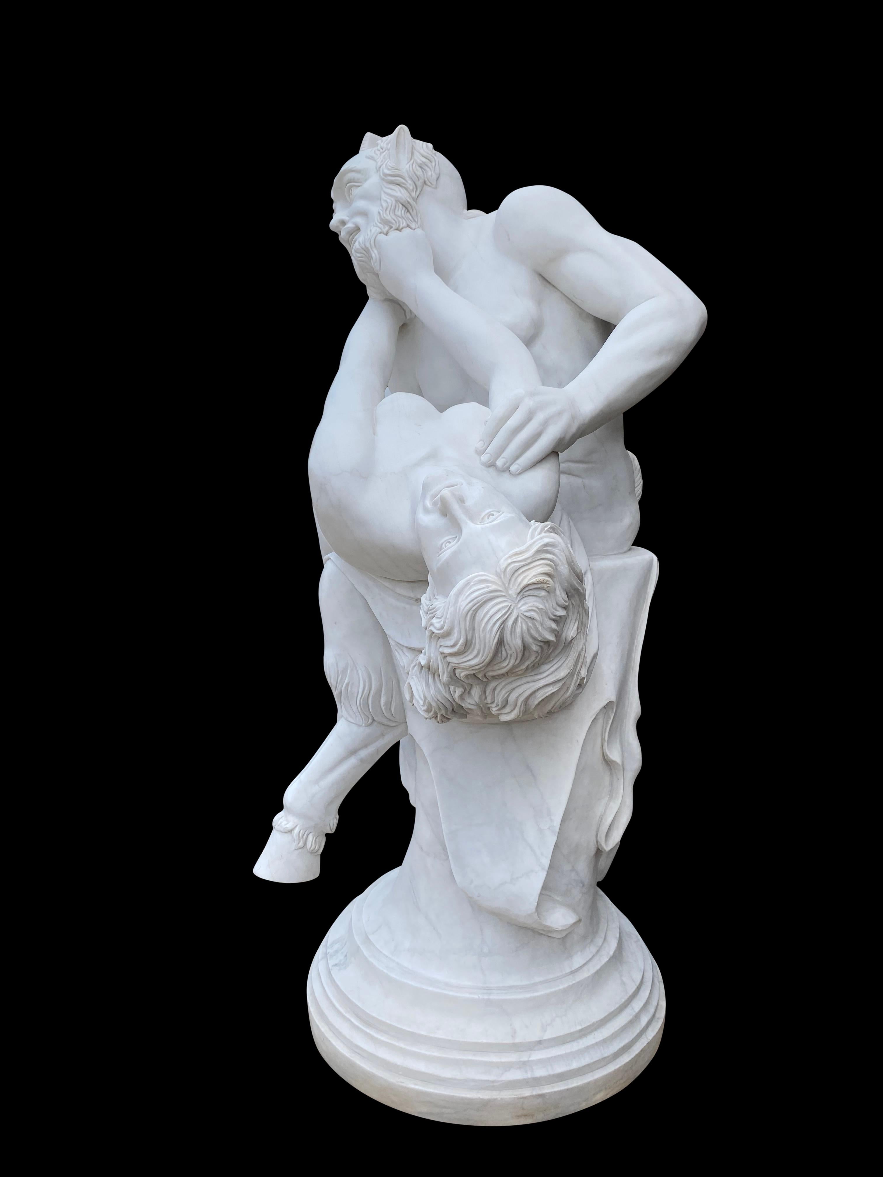 Marble 20th Century Life-Sized Sculpture of Pan The Ancient Greek God of Sexuality For Sale