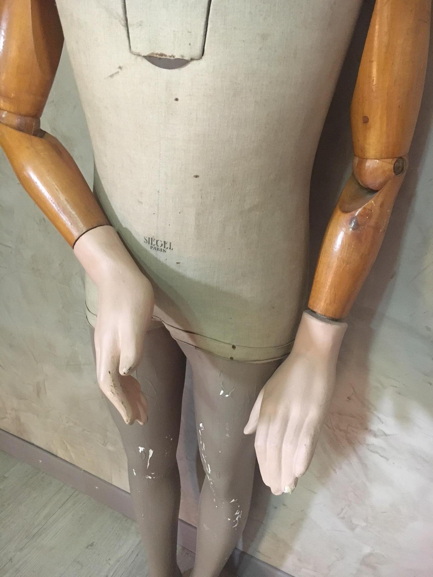 Painted 20th Century Life-Size French Siegel Paris Plaster Mannequin, 1930s For Sale