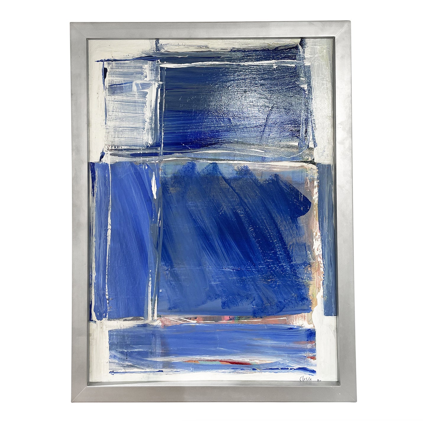 20th Century DarkBlue Abstract Interior, French Painting by Daniel