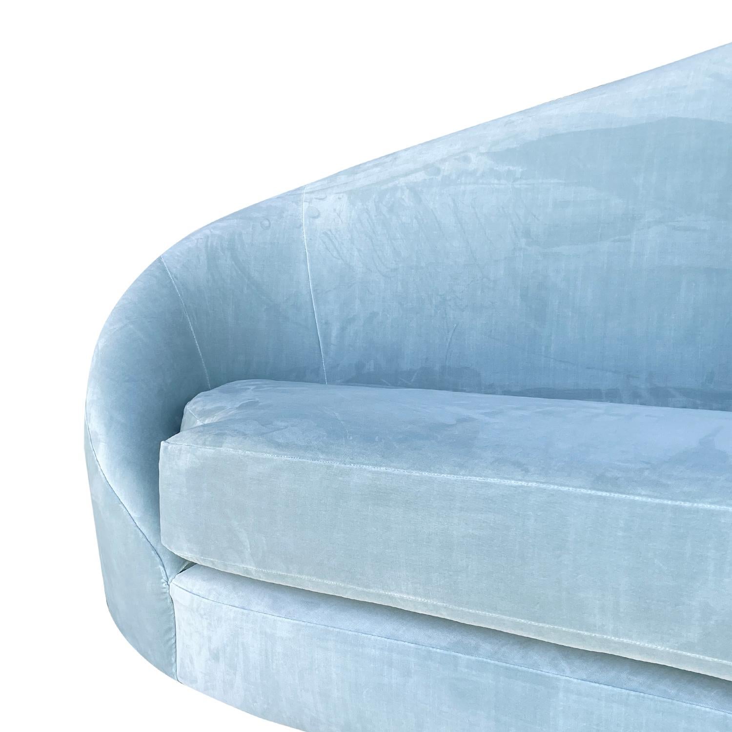 20th Century Light-Blue Italian Curved Four Seater Sofa by Federico Munari 1