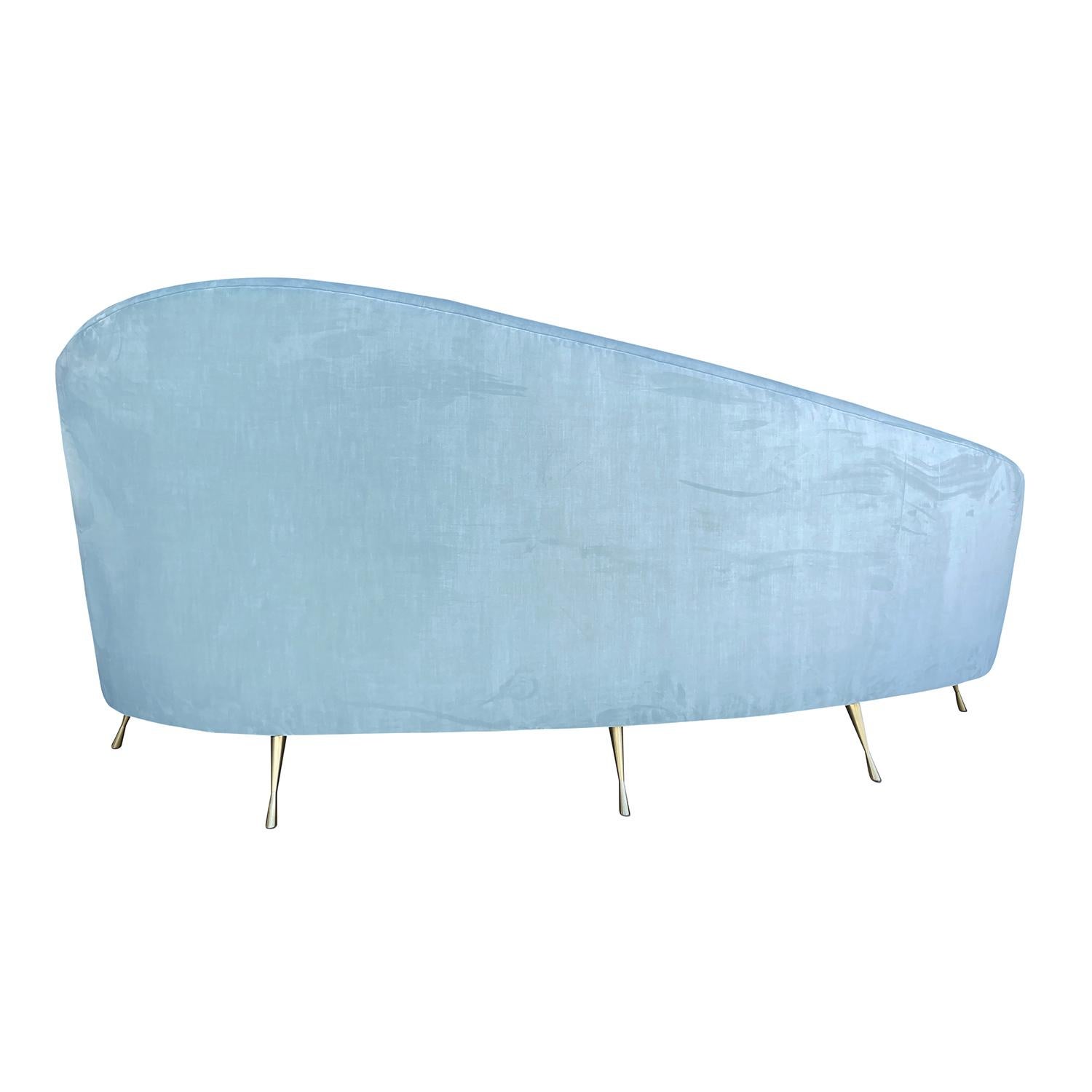 20th Century Light-Blue Italian Curved Four Seater Sofa by Federico Munari In Good Condition In West Palm Beach, FL