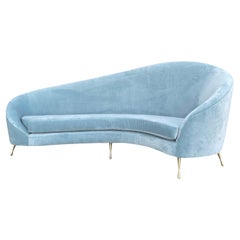 20th Century Light-Blue Italian Curved Four Seater Sofa by Federico Munari