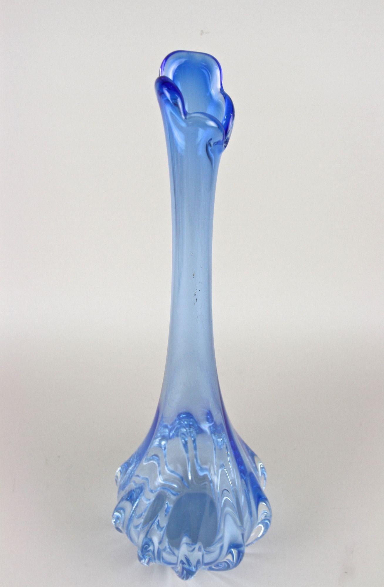 20th Century Light Blue Murano Glass Long Neck Vase, Italy circa 1970 For Sale 5