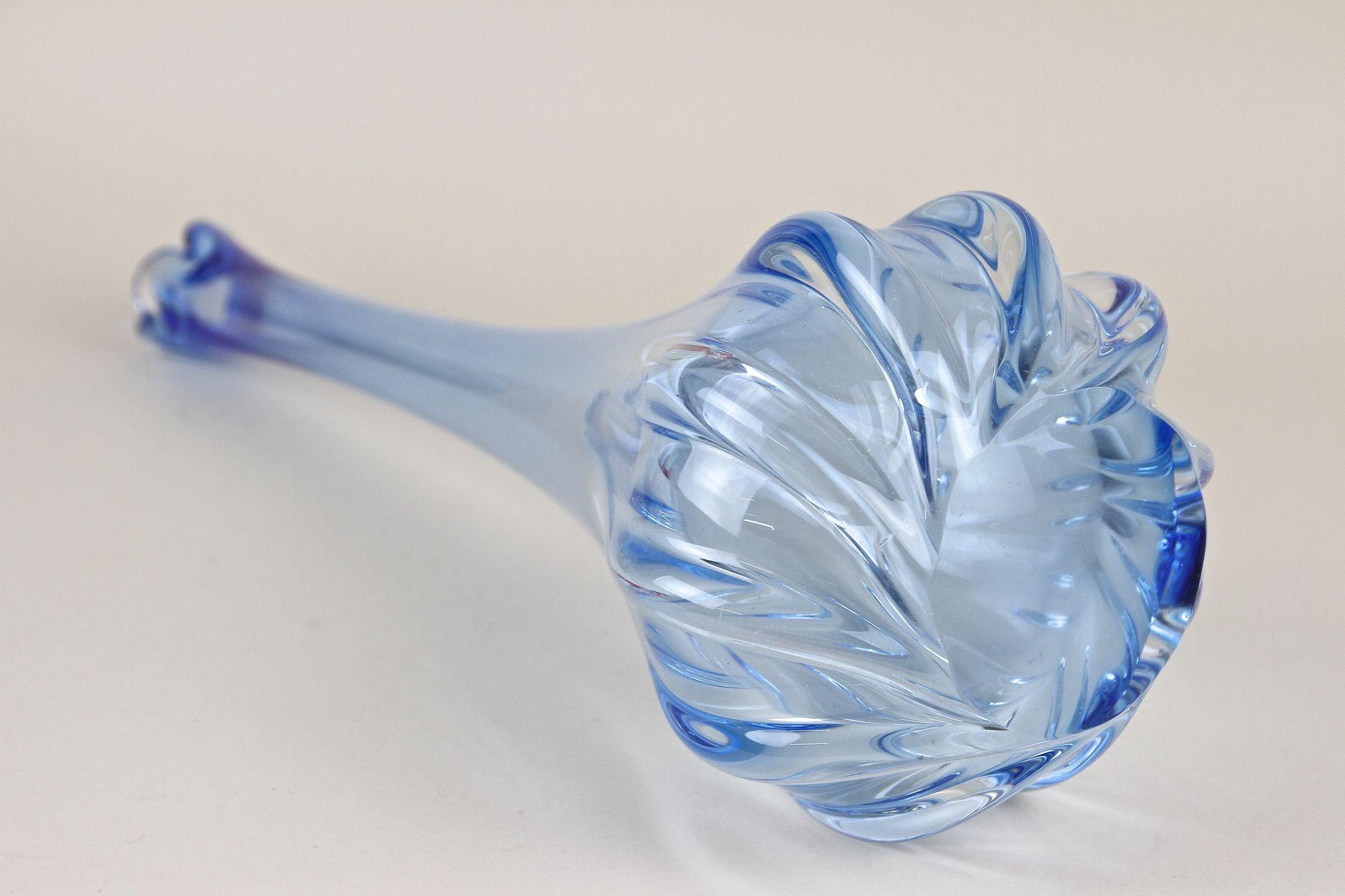 20th Century Light Blue Murano Glass Long Neck Vase, Italy circa 1970 For Sale 7