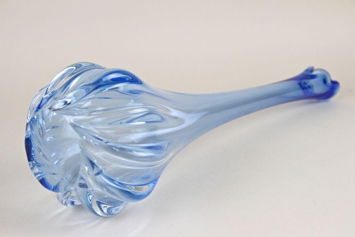 20th Century Light Blue Murano Glass Long Neck Vase, Italy circa 1970 For Sale 9