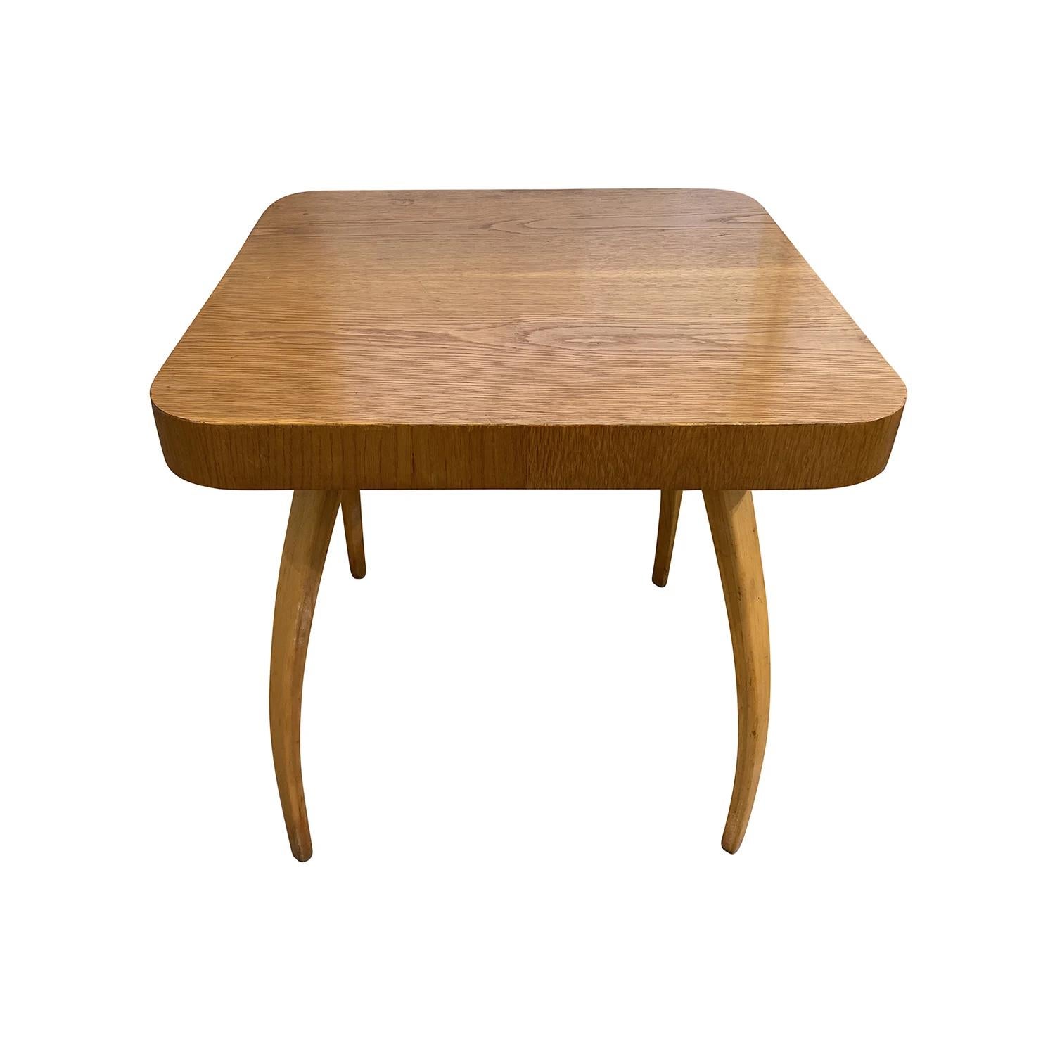 Hand-Carved 20th Century Light-Brown Czech Walnut Spider Side Table by Jindrich Halabala