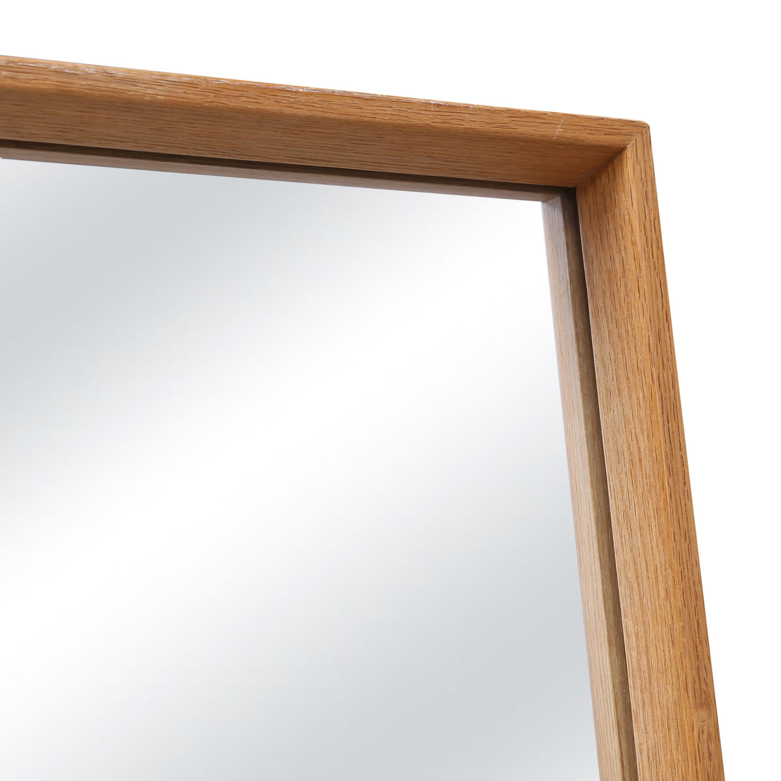 Hand-Crafted 20th Century Danish Oakwood Wall Glass Mirror - Vintage Scandinavian Décor