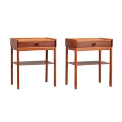 20th Century Light-Brown Danish Pair of Birchwood Bedside Tables