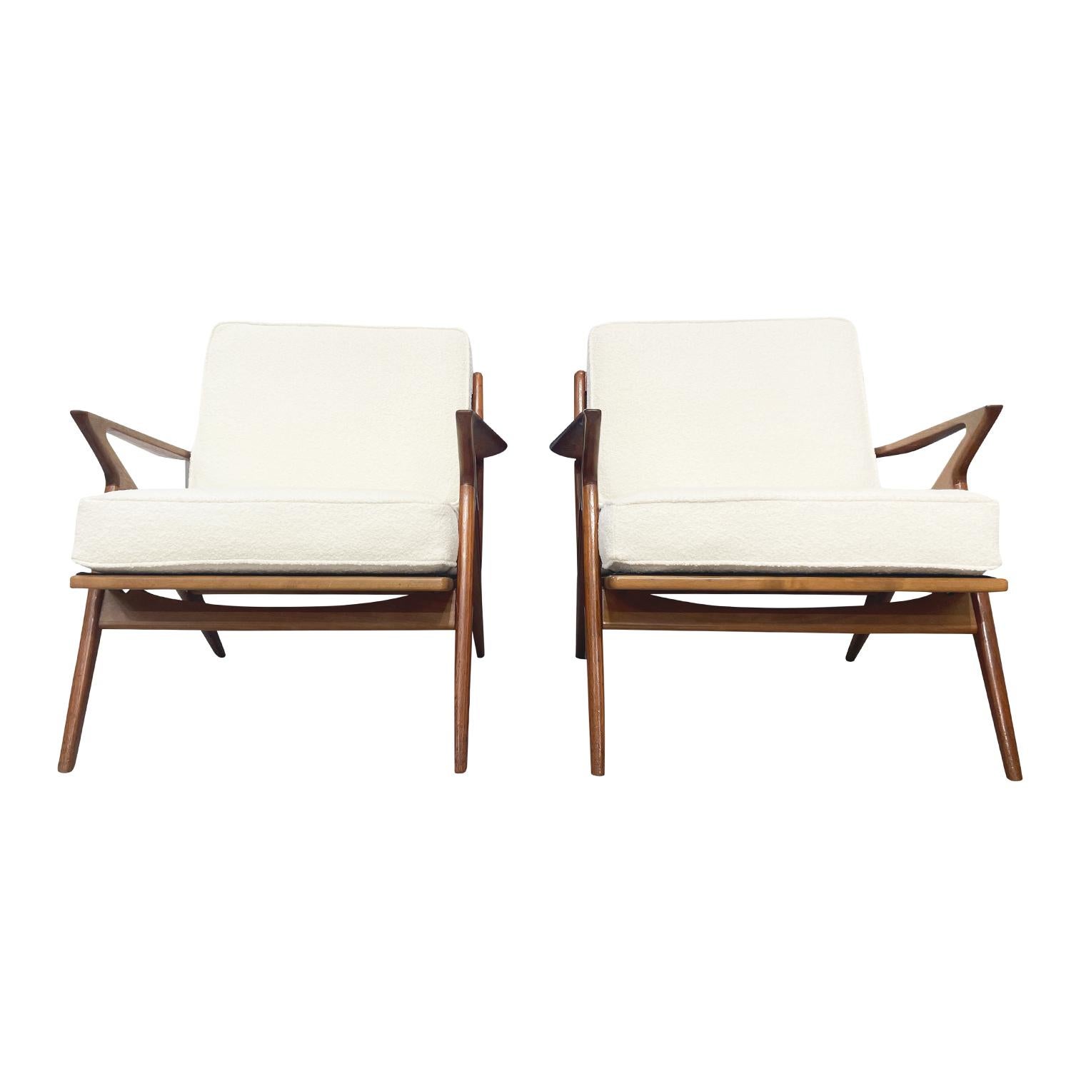 A light-brown, vintage Mid-Century modern Danish pair of 