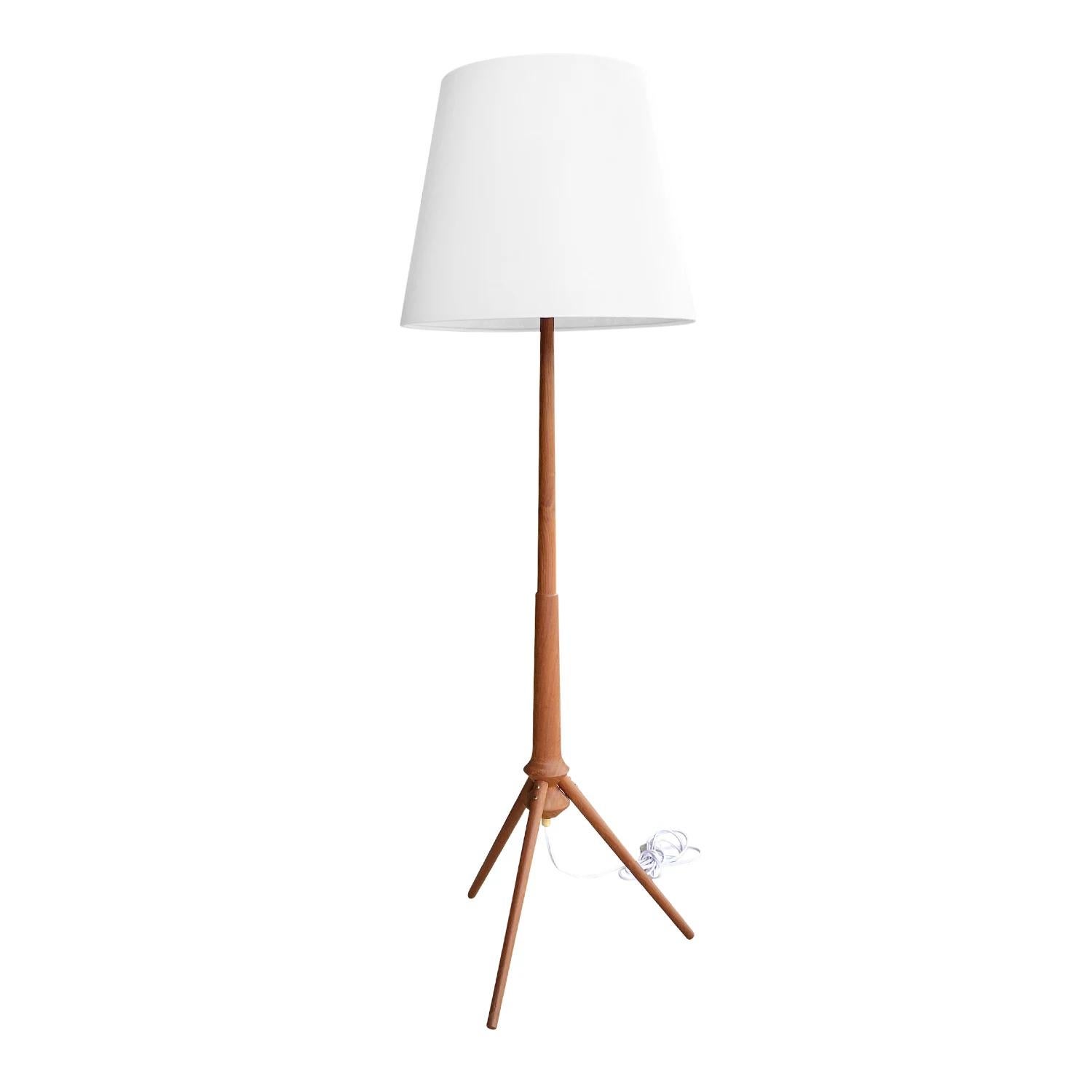 Mid-Century Modern 20th Century Danish Modern Teakwood Floor Lamp - Vintage Scandinavian Light For Sale