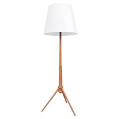20th Century, Light-Brown Danish Vintage Teakwood Floor Lamp, Scandinavian Light
