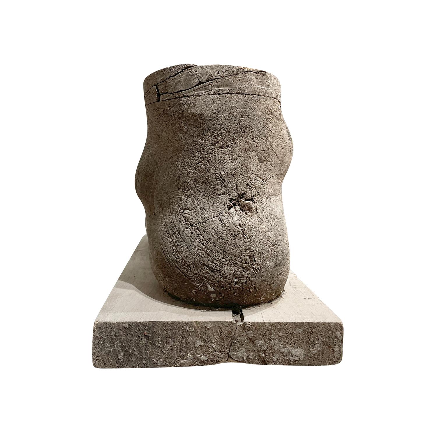 20th Century Italian Mid-Century Bleached Walnut Foot Sculpture - Vintage Décor For Sale 6