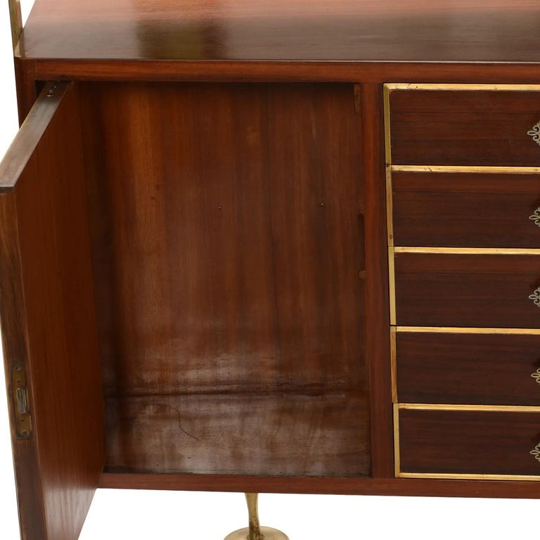 20th Century LightBrown Italian Narrow Polished Walnut Cocktail Bar