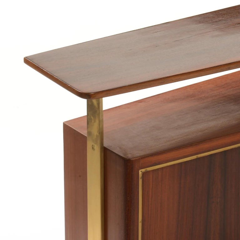 20th Century LightBrown Italian Narrow Polished Walnut Cocktail Bar