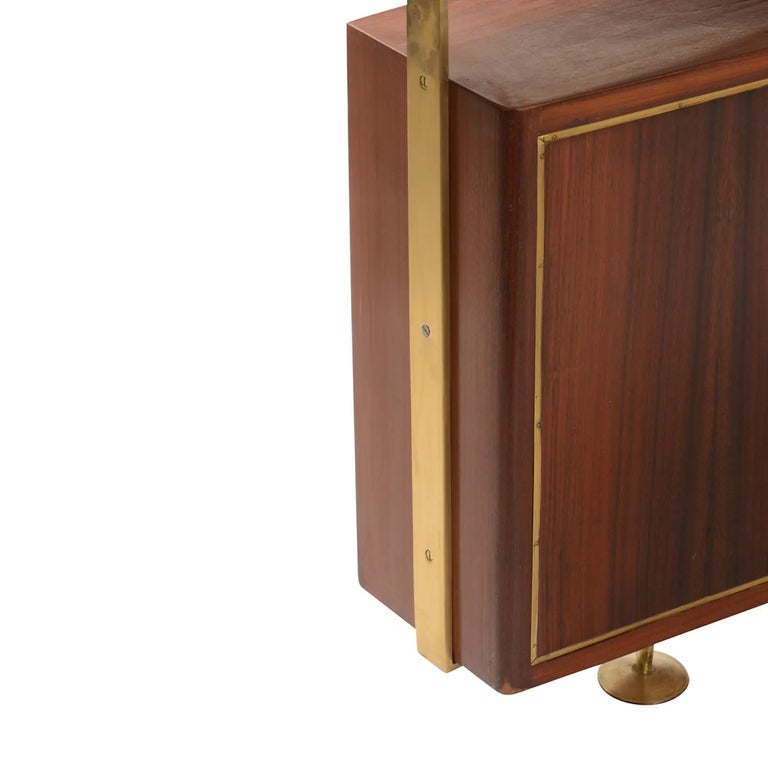 20th Century LightBrown Italian Narrow Polished Walnut Cocktail Bar