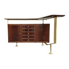 20th Century Italian Narrow Polished Walnut Cocktail Bar - Vintage Cabinet