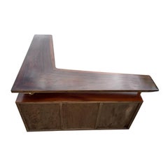 20th Century Italian Narrow Polished Walnut Cocktail Bar - Vintage Cabinet