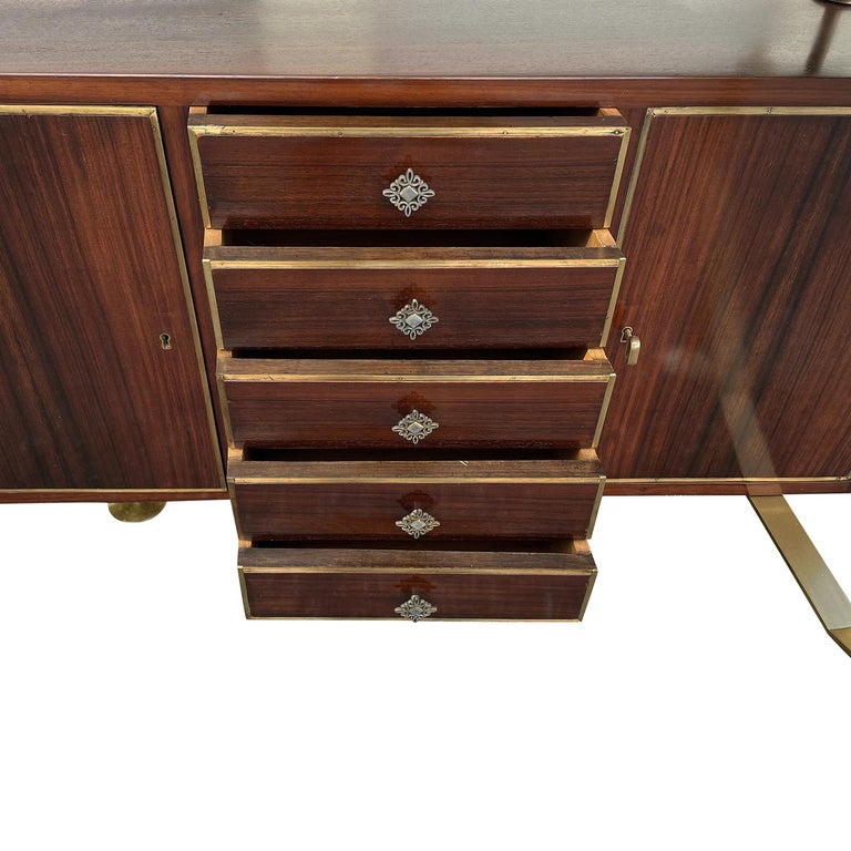 20th Century LightBrown Italian Narrow Polished Walnut Cocktail Bar