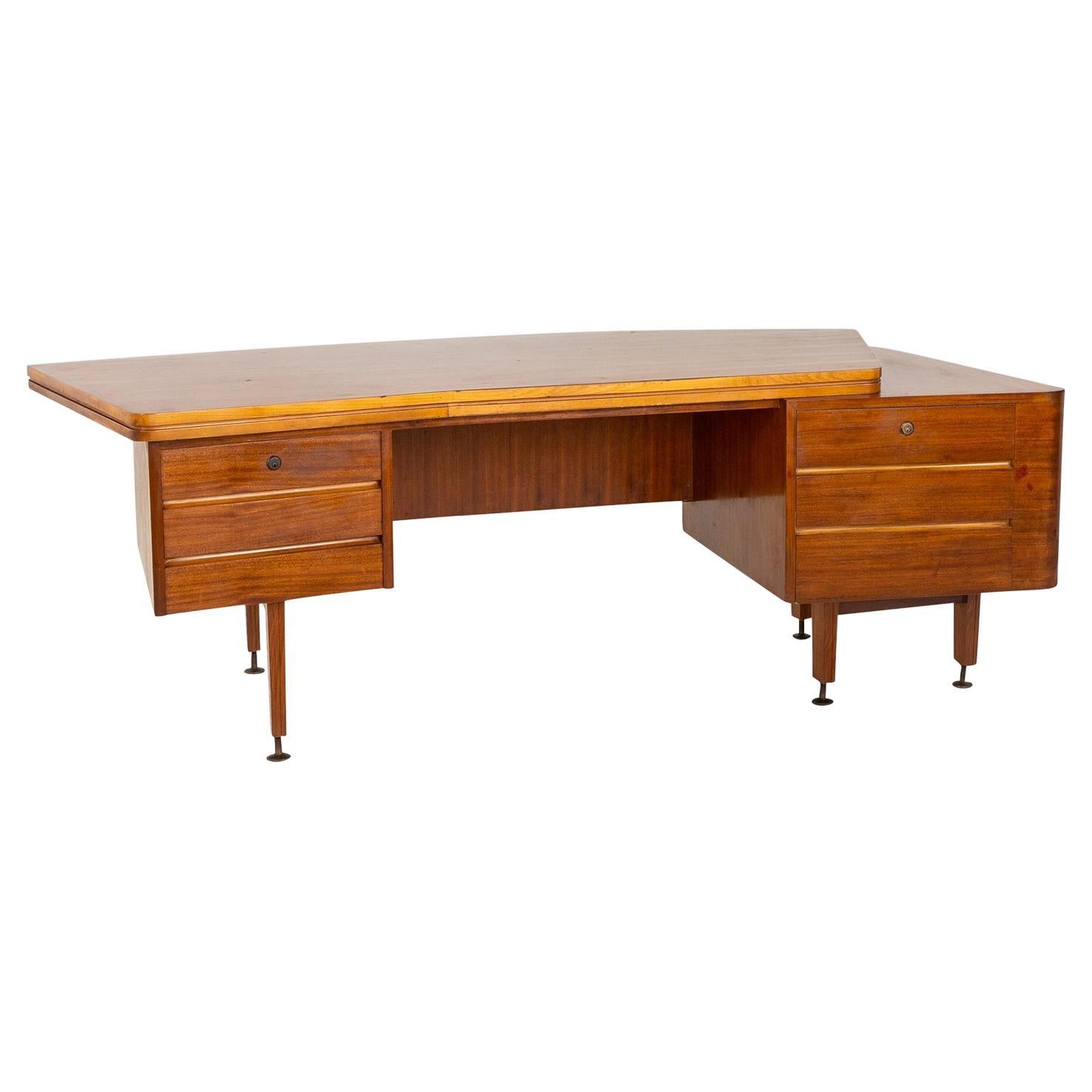 20th Century Grey Italian Brutalist Galvanized Metal Writing Desk