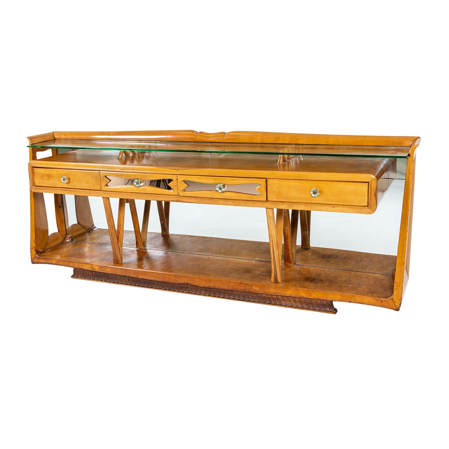 Mid-Century Modern 20th Century Italian Modern Maplewood Sideboard - Vintage Walnut Credenza For Sale