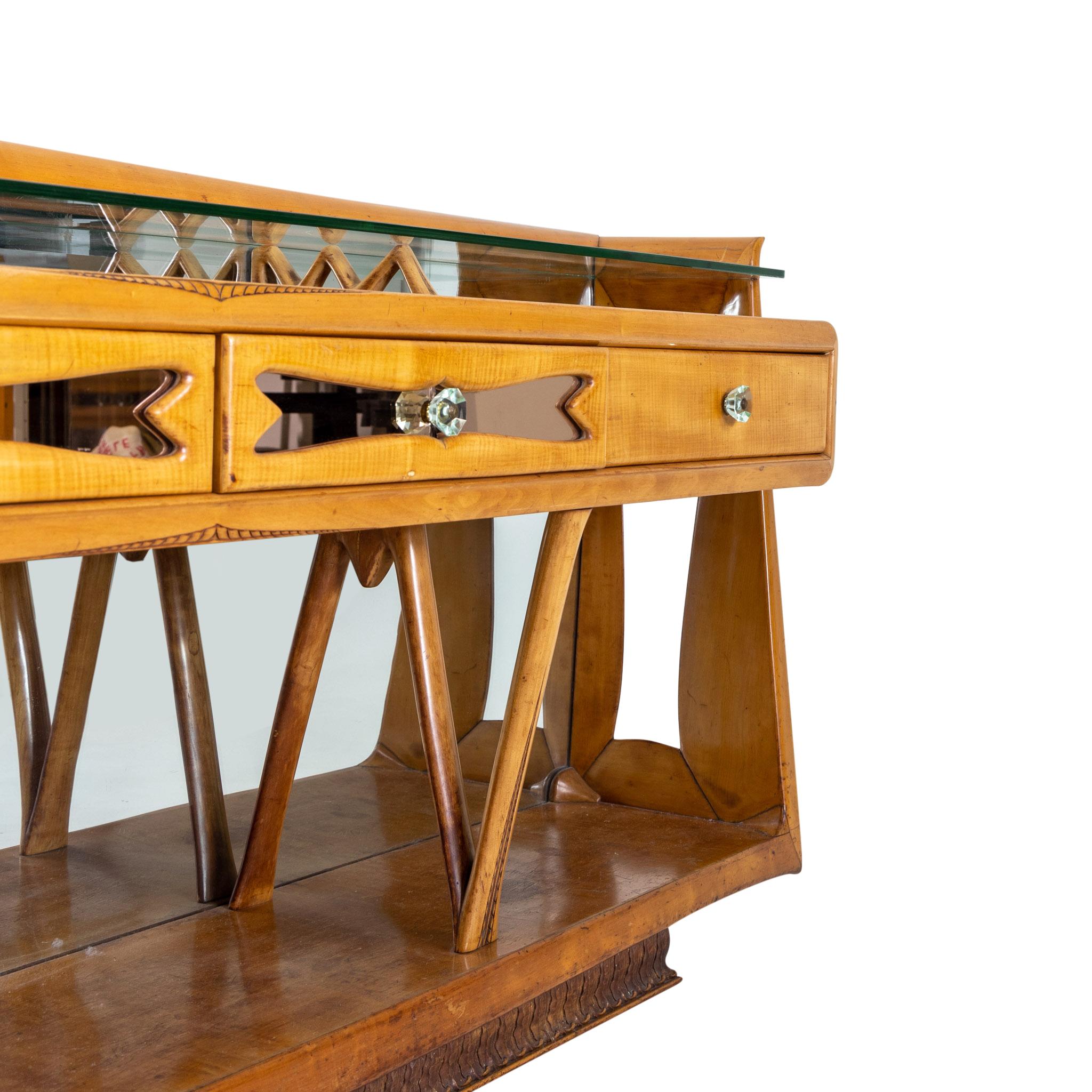 Poli Buffet en bois d'érable moderne italien du 20e siècle - Crédence en noyer vintage en vente