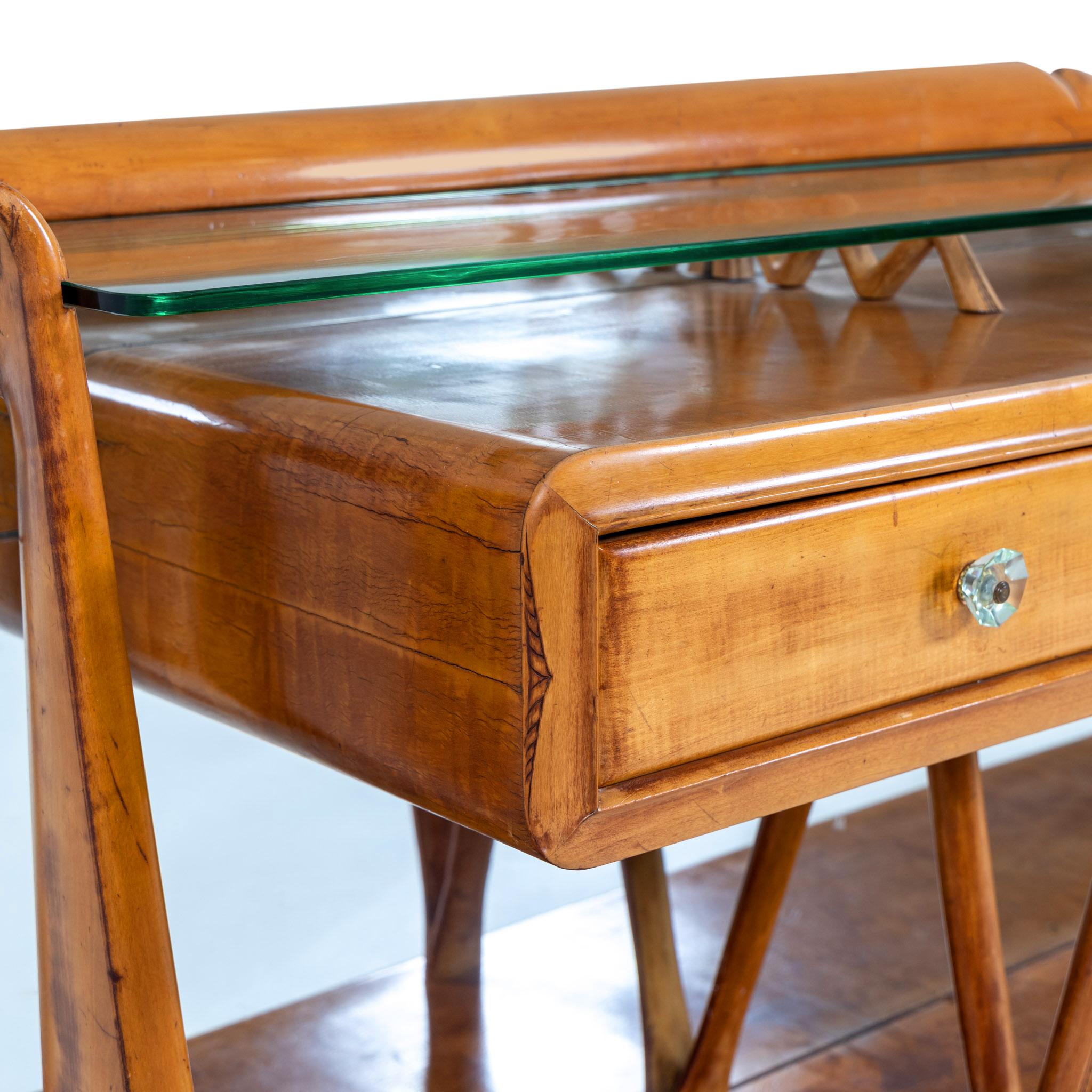 Cristal Buffet en bois d'érable moderne italien du 20e siècle - Crédence en noyer vintage en vente