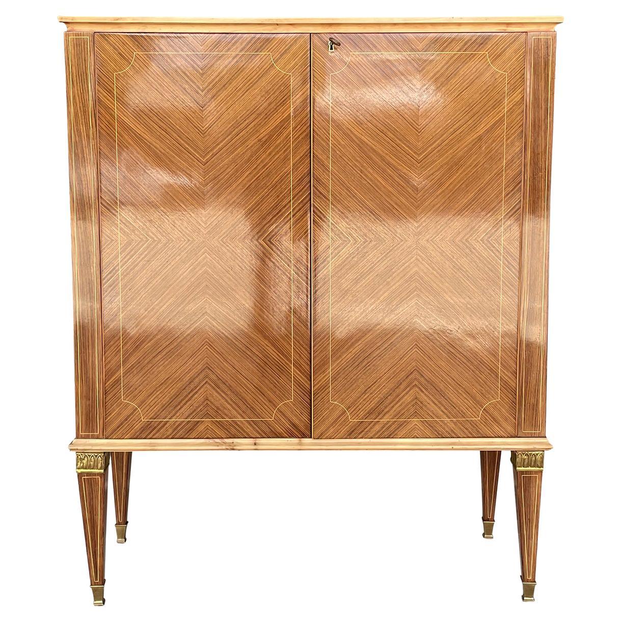 20th Century Light-Brown Italian Walnut Cabinet, Small Cupboard by Paolo Buffa