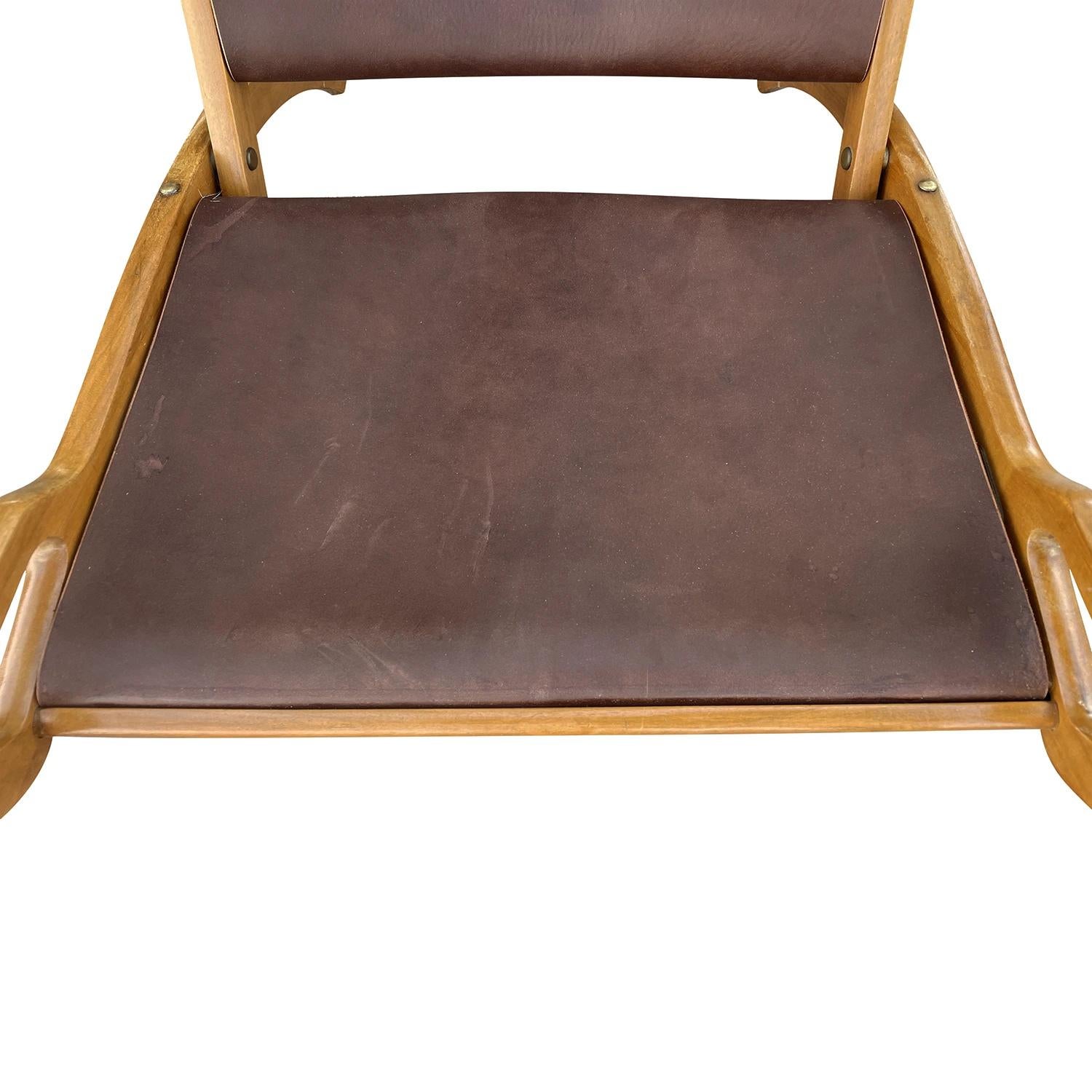 Leather 20th Century Italian Vintage Walnut Ninfea Folding Side Chair by Gio Ponti For Sale