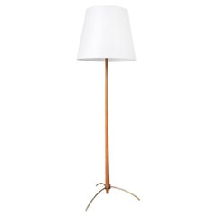20th Century Light-Brown Swedish Teak, Brass Floor Lamp by Hans-Agne Jakobsson