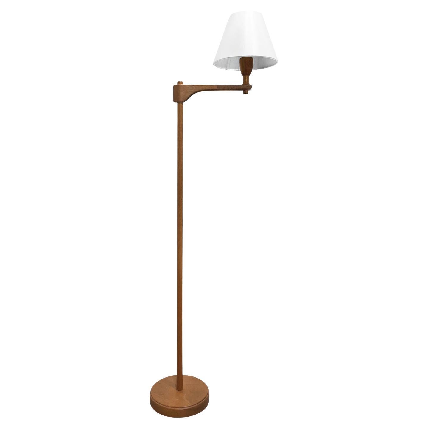 20th Century Swedish Vintage Teak Wood Reading Floor Lamp by Carl Malmsten For Sale